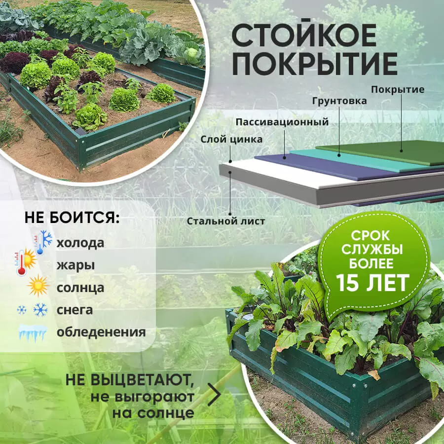 Зеленая усиленная грядка (0,6 х 2)